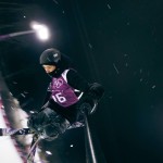 Peter Adam Crook completing a Switch 7 Blunt during halfpipe practice run at Rosa Khutor Extreme Park, Sochi 2014