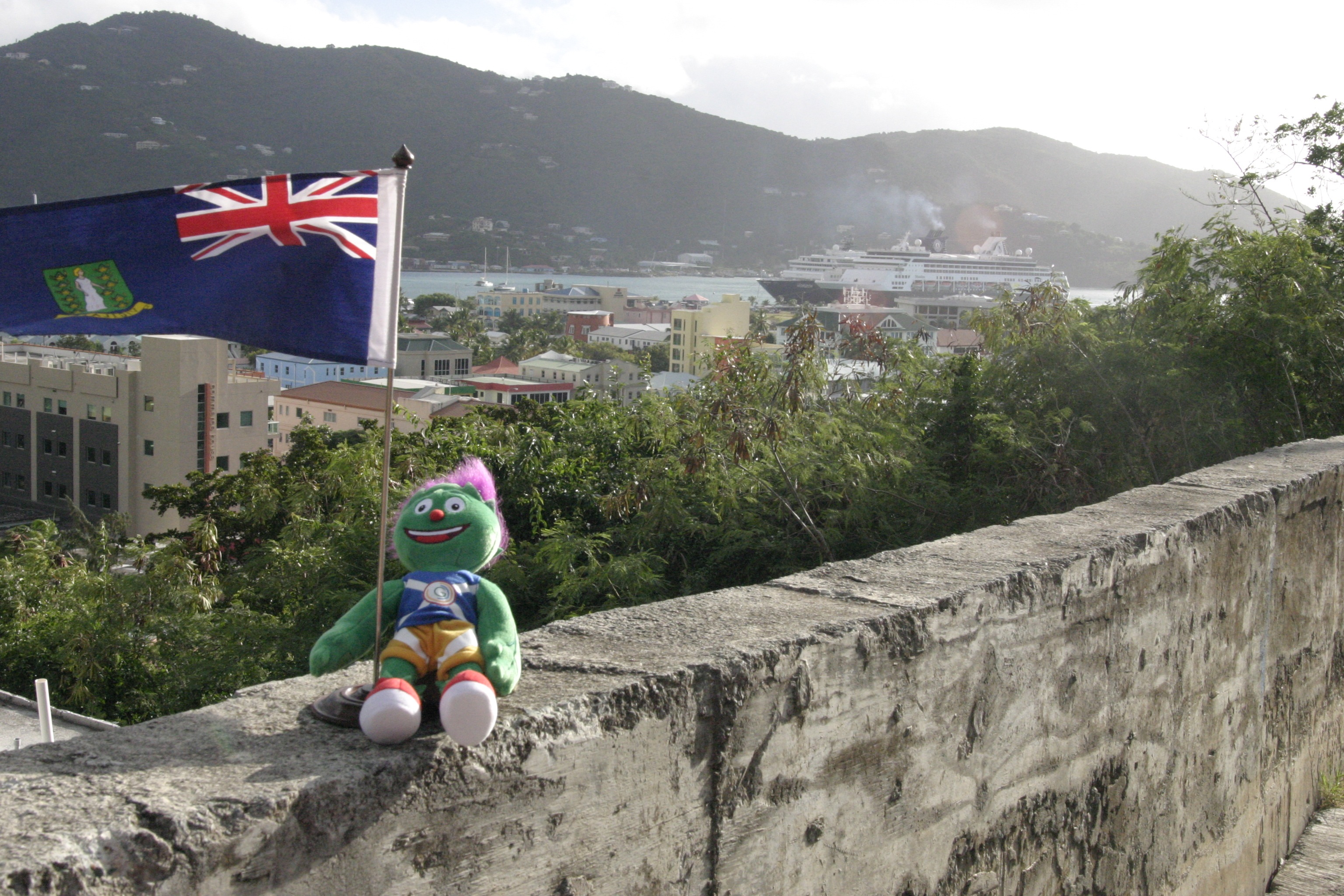 Clyde is seen enjoying the view in the British Virgin Islands.