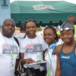 Team BVI at the 2014 CARIFTA Swimming Championships in Aruba. From left to right: President of the BVI Swimming Federation Elsworth Philip, Secretary General Tracy Bradshaw, Amarah Philip and Elinah Philip Photo Credit: Provided
