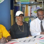 (l-r) Mr Ephraim Penn, BVIOC president, Ms Jackie Weekes, Virgin Islands Volleyball Association (VIVA), Mr Roy Barry, VIVA vice president. Photo credit: Charlie Jackson