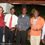 VIOC Past President, Rey O’Neal with Guy Hill, Lindel Hodge, Dean Greenaway, and Kenneth Fraser representing his nephew, Errol Fraser, the honouree 1984 Olympians in attendance at a celebratory even to mark the 30th anniversary of the BVIOC