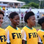 Sharlene Pond, 2nd from left, is determined to help women's football grow in the VI. Photo: Provided