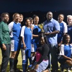 Panthers F.C., the victorious women's team which overcame the U15's with a score of 7-0, to secure the championship title of the Marlon Penn Nine-a-Side Women's League. Photo: Provided
