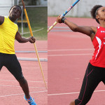 Javelin Throwers Kevin Vanterpool, left and Arianna Hayde moved to #3 and #2 respectively on the territory's All Time List.  Photo: Dean "The Sportsman" Greenaway
