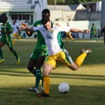 BVI in possession of the ball in first round of CONCACAF World Cup qualifiers vs Dominica but bows out 2-3. Photo: BVIFA