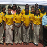 Home based BVI Carifta Games athletes along with officials, BVI Athletics Association Executive Committee members and BVI Olympic Committee President, Ephraim Penn. Five athletes will join those at home to make up the 13 for competition.  Photo: BVIOC