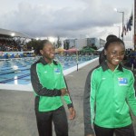 Amarah and Elinah Philip competed in the 2015 Carifta Swimming Championships in Barbados, April 4 - 7 where Elinah won a bronze in the 13-14 girls 50-metre freestyle. Photo: BVI Swim Federtaion