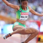 Chantel Malone sails through the air en route to a best leap of 6.46m Photo: Dean "The Sportsman" Greenaway