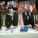 Avanell Morton, Andy Bickerton and Paul Hewlett in attendance at the FIFA Congress. Photo: Provided