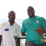 Coach Omar Jones with Eldred Henry at Rio 2016. Photo: BVIOC