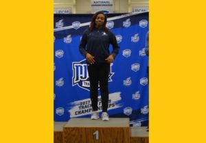 Nelda Huggins a freshman at Iowa Central College, became the first female athlete from the [British] Virgin Islands to win an individual title at any collegiate level in the USA when she won the 60M dash at the NJCAA Indoor Championships with a time of 7.31. Photo: Provided