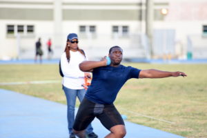Dijimon Gumbs established a new National Youth Record with a throw of 17.20m (56ft 5 1//4 inches) at the BVIAA's 5th Development meet on March 18, 2017 