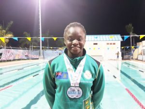 Elinah Phillip won two silver medals representing the British Virgin Islands at the 32nd Carifta Swimming Championships held in the Bahamas April 15-19, 2017.  Photo: BVI Swim Federation